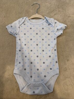 Baby Views 2 set Light Blue Star-Print and Cloud-Print Baby One-Pieces